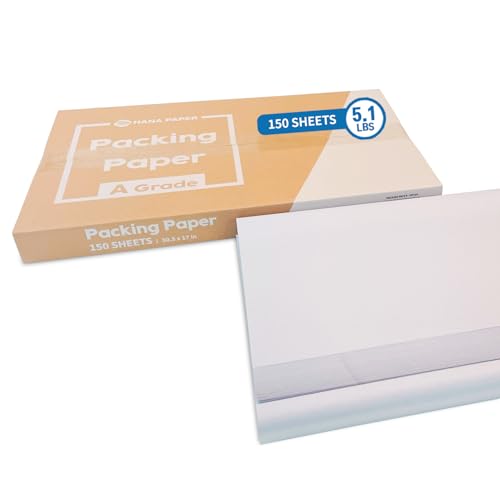 HANA PAPER 77,5 x 43,2 cm große Größe (150 Blatt, 2,5 kg) Packpapierbögen für Umzug, Zeitungspapier der Güteklasse A Grade von Zeitungspapier zum Verpacken, Aufbewahren, Versand. In Karton verpackt von HANA PAPER