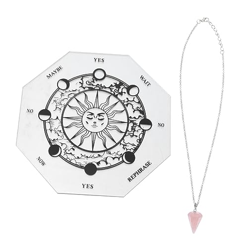 HANABASS 1 Satz Acryl Dekorationsset mit Graviertem Divinationsbrett und Kristallanhänger Transparentes Design für Kreative Tischdekoration und Spirituelle Rituale für Partys von HANABASS