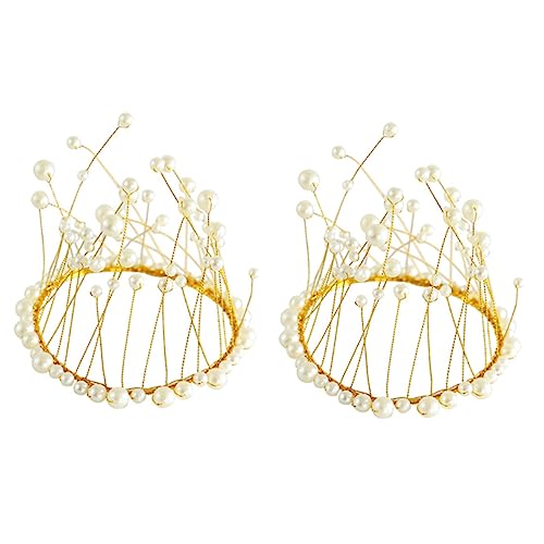 HANABASS 1 Satz Kuchendekorationsverzierungen Dekoration Für Die Prinzessinnen-themenparty Topper Für Kuchen Hochzeit Hübscher Tortenaufleger Tiara Ornamente Für Kuchen Groß Perle 2 Stück von HANABASS