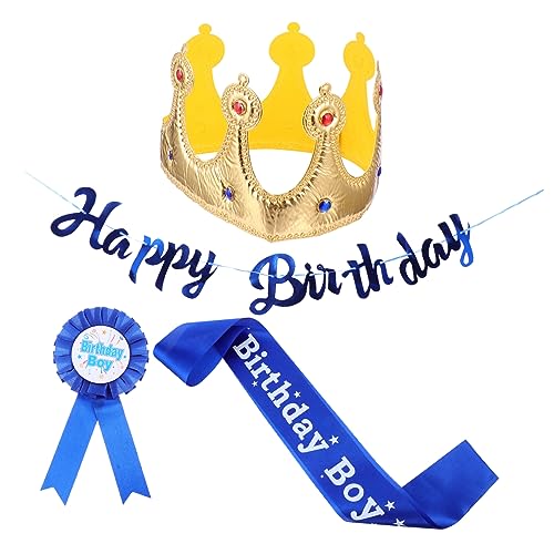 HANABASS 1 Satz geburtstagsfeier anzug Junge Geburtstagsbanner Junge Geburtstagsfeier Schärpe Geburtstag Königskrone Parteiabzeichen Schärpe für Party Satinstoff Blue HANABASS 1 Satz geburtstagsfeier anzug Junge Geburtstagsbanner Junge Geburtstagsfeier Schärpe Geburtstag Königskrone Parteiabzeichen Schärpe für Party Satinstoff Blue von HANABASS