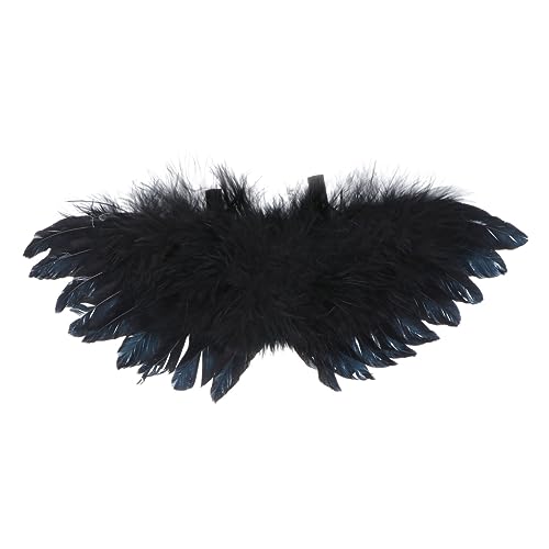 HANABASS 1 Stück Puppe kleine Engelsflügel Kleidung Party-Layout-Requisite DIY Schmuck Engelsflügelverzierung engelsflügel Dekoration selber Machen DIY-Verzierung Black von HANABASS