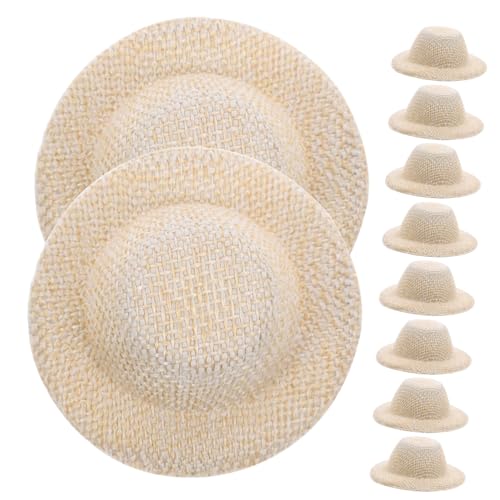 HANABASS 10 Stück Kleines Strohhutspielzeug Puppenhüte Party dekorativer DIY-Hut Mini-Strohstrickmützen Kindermützen Mädchen Miniatur-Mini-Hüte Mini-Hut-DIY-Requisite Hutpuppe Hut- Eva von HANABASS