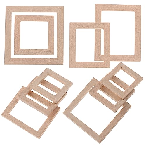 HANABASS 10 Stück Miniatur Bilderrahmen aus Holz für Puppenhäuser DIY Bastelzubehör für Kreative Wanddekoration im Miniaturformat für Puppenhausliebhaber von HANABASS