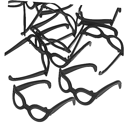 HANABASS 100 Stück Mini-Brillenspielzeug für Mein Gläser Puppe hoch Brille Accessoire Brille Miniaturbrille winzige Brille Plastik Schwarz von HANABASS