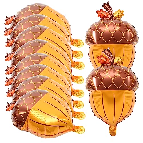HANABASS 10Stücke Aluminiumfolienballons Kiefernkegelform Dekorative Luftballons für Thanksgiving Feiern Herbst Party Dekorationen Festliche Requisiten für Zuhause von HANABASS