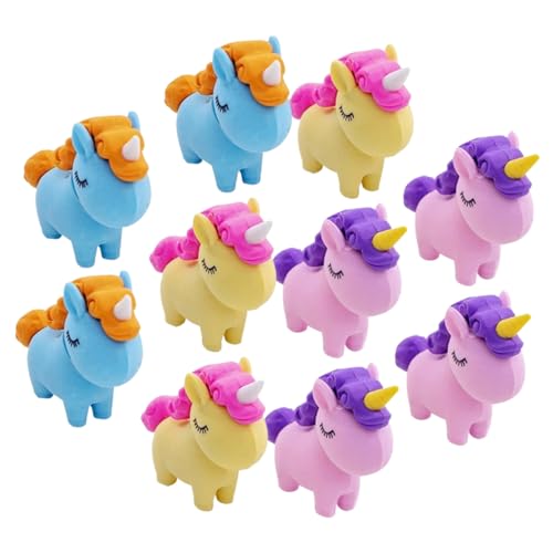 HANABASS 10Stücke Teiliges Einhorn Radiergummi Lustige Radiergummis für Schüler Farbenfrohes Design für Schule und Bastelideen Belohnung von HANABASS