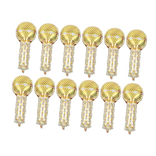 HANABASS 12 Stück Teiliges Mikrofon Folienballons aus Aluminiumfolie Auffällige Partydekoration für Jahre Mottopartys Disco Deko Langlebig und Sicher für Foto Requisiten von HANABASS