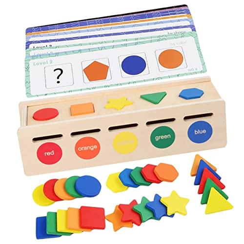 HANABASS 1Satz Holz Farbform Matching Feinmotorik Training für Interaktives Lernspielzeug für Kleinkinder Tragbare Sortierbox für Vorschule Spielerisches Lernen von HANABASS