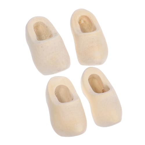 HANABASS 2 Paare Mini Holzschuhe Blanko Miniatur Holzschuhe für Puppenhaus Deko DIY Bastelzubehör für Kreative Gestaltung und Dekoration von HANABASS