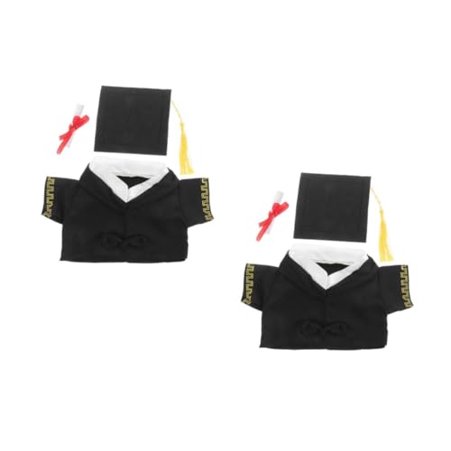 HANABASS 2 Sätze Graduation Doll Outfit Set mit DIY Abschlussmütze Niedliches Plüschtier Abschlusskostüm für Puppen Schulabschluss Kleidung Detailliertes Puppen Outfit von HANABASS