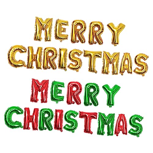 HANABASS 2 Sätze Weihnachts Aluminium Folienballons Teilig Langlebige Buchstaben Dekoration Rot Grün und Gold für Party und Festtagsdeko Wetterbeständig und Einfach Aufzuhängen von HANABASS