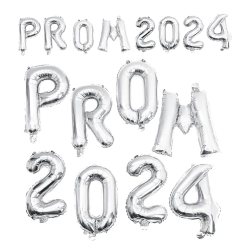HANABASS 2 Sätze Zubehör für Partyballons Rosa Rose Dekorationen Hühner 2024 Folienballons fröhliche Abschlussballons 2024 Luftballons Abschlussdekore Aluminiumfolie Silver von HANABASS