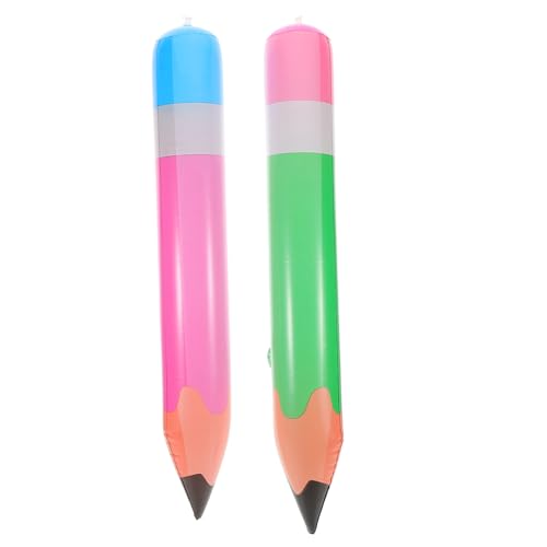 HANABASS 2 Stück Aufblasbare Bleistift Bauernhof Ballons Spielplatz Geburtstagsparty Dekorationen Rosa Gelbe Ballons Schulanfangsdekorationen Bleistift Requisite Aufblasbare von HANABASS