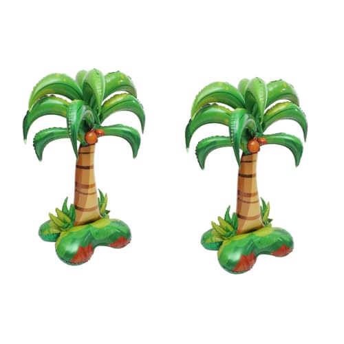 HANABASS 2 Stück Aufblasbarer Kokospalmen Folienballon Große Hawaii Party Dekoration Langlebiger Aluminiumfilm Fotorealistischer Palmenbaum für Garten und Poolparty von HANABASS