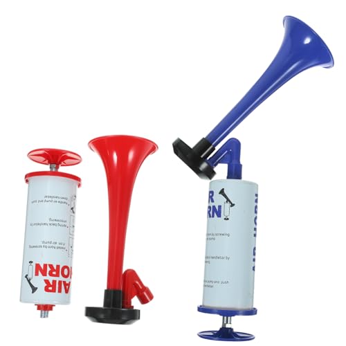 HANABASS 2 Stück Hand Push Luft für Fußball Events Lautes Cheer Horn für Partys und Feiern Rot und Blau für Sportveranstaltungen und Jubelaktionen HANABASS 2 Stück Hand Push Luft für Fußball Events Lautes Cheer Horn für Partys und Feiern Rot und Blau für Sportveranstaltungen und Jubelaktionen von HANABASS