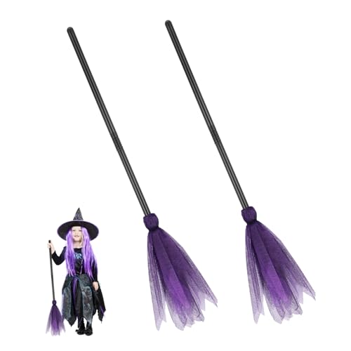 HANABASS 2 Stück Hexenbesen Halloween Kostüm Requisiten Dekorative Besen für Cosplay und Maskerade für Halloween Partys und Feierlichkeiten Farbdesign HANABASS 2 Stück Hexenbesen Halloween Kostüm Requisiten Dekorative Besen für Cosplay und Maskerade für Halloween Partys und Feierlichkeiten Farbdesign von HANABASS