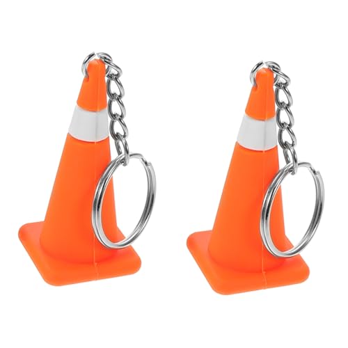 HANABASS 2 Stück Leitkegel Kleine Verkehrszeichen Für Baukegel Für Partykegel Sport Straße Miniaturen Parkplatzspielzeug Bauschlüssel Edelstahl Orange von HANABASS