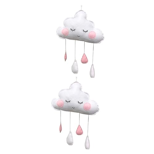 HANABASS 2 Stück Raindrop Pendant Kinderzimmer Dekoration Wolken aus Filz für Zelt Fotografie Requisite und Wandaufhängung Weiß von HANABASS