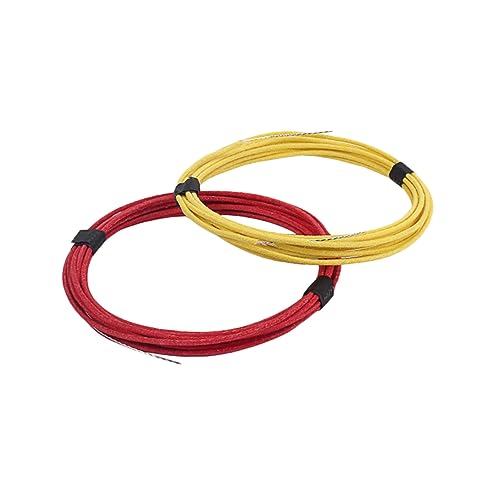 HANABASS 2 Stück Vintage Gitarrendraht Vorverzinntes Push Back Stoffdraht für Gitarrenverdrahtung Rot und Gelb Langlebig und Flexibel von HANABASS