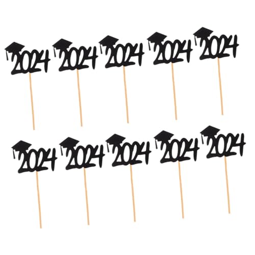 HANABASS 20 Stück Cupcake Toppers Graduation Deko für Abschlussfeier Schwarze Bachelorhut Picks Kuchen und Desserts Praktische Tortendeko für Unvergessliche Feiern von HANABASS