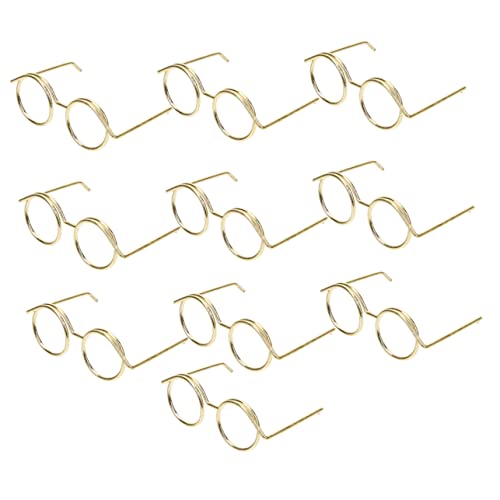 HANABASS 20 Stück Mini-Brillengestell Gläser Draht klein Rand puppenkleidung Puppen Kleidung spielzeuge Brillenrequisiten für Puppe Brillengestell für Puppe Metall Golden von HANABASS