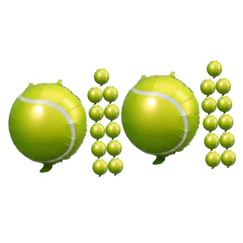 HANABASS 24 Stck. Teiliges Aluminiumfolie Tennisball Luftballons Heliengeeignet Sportliche Partydekoration für Geburtstage und Sommerfeste Leichte Aufblasbare Tennisball Deko von HANABASS