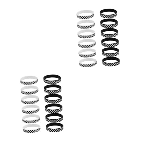 HANABASS 24 Stck. Teiliges Karierte Silikonarmbänder in Schwarz und Weiß mit Racing Stylische Wristbands für Sport und Rennveranstaltungen Partyaccessoires und Geschenkideen für von HANABASS