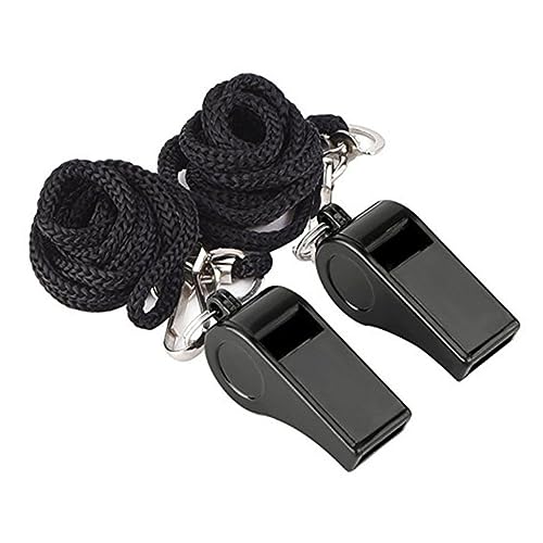 HANABASS 24Stücke Laute Kunststoffpfeifen für Notfälle Schwarz für Trainer Schiedsrichter Outdoor Sportarten und Überlebenstraining Laute Alarmsignale von HANABASS