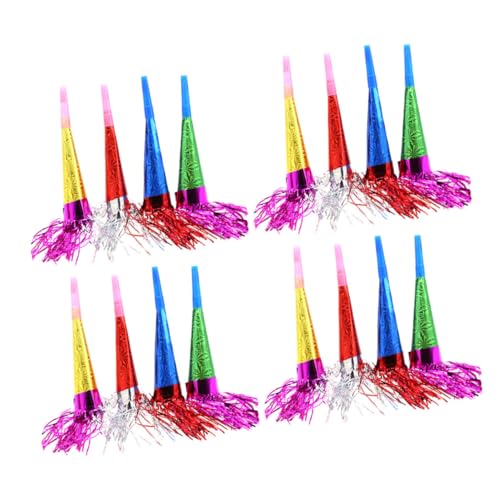 HANABASS 25 Stück Papier Lautsprecher Geburtstags Lufthörner Party Lufthörner Pfeifen Lufthörner Krachmacher Happy Ted Blowers Fransen Krachmacher Krachmacher Streich von HANABASS
