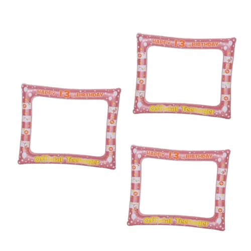 HANABASS 3 Stück PVC Aufblasbarer Selfie Bilderrahmen Langlebig Kreative Fotodeko Geburtstagsfeier Foto Requisit für Party Jungen Mädchen Dekoration von HANABASS