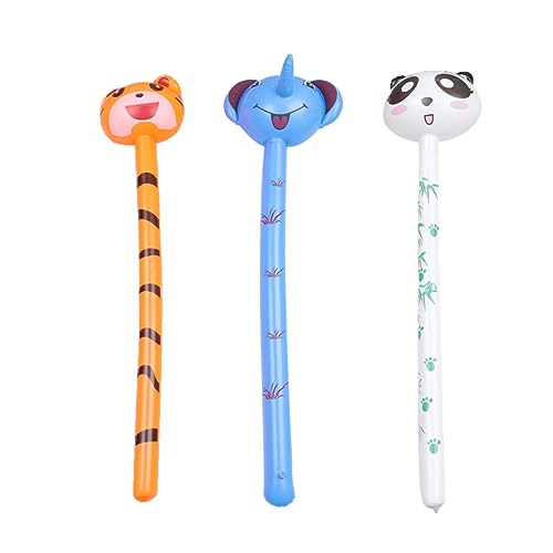 HANABASS 3 Stück Teiliges Aufblasbares Pvc tierkopf mit Tiger Panda Elefant Langlebig Leicht Aufzublasen Sicherer PVC als Partydekoration und Lernspielzeug für Drinnen und Draußen von HANABASS