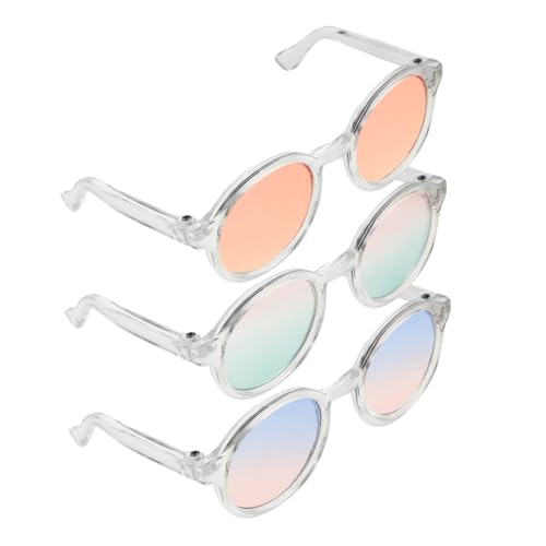 HANABASS 3 Stück Teiliges Mini rundbrillen Puppen Kunststoff Puppenbrillen DIY Puppenzubehör Modische Bunte Brillen für Puppenkostüme und Puppenhaus von HANABASS