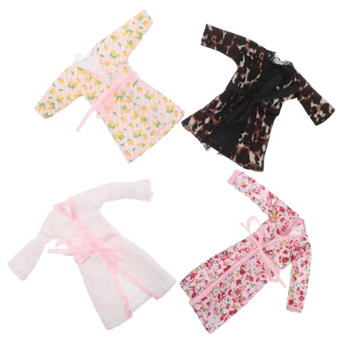 HANABASS 4 Sätze Puppenbademantel Miniatur-Bademantel Bademantel für Puppen Mini-Kleidung Bademantel-Accessoire für Mini-Puppen Puppen-Outfit Miniaturbad Puppen-Bademantel-Accessoire Stoff von HANABASS