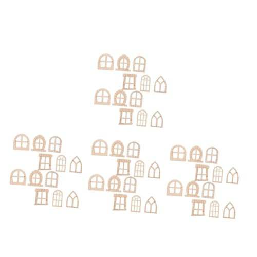 HANABASS 4 Sätze Teiliges Set Unbemalte Holz Feentüren Und Fenster Diy Bastelset Für Miniatur Gartendekor Natürliche Holzoptik Kreative Garten Und Kunstdekoration 25 Stück * 4 von HANABASS