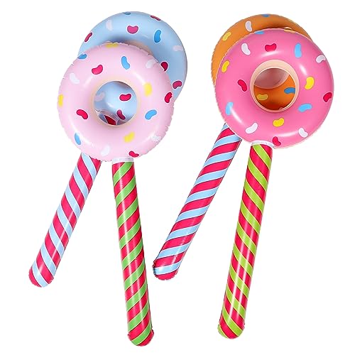HANABASS 4 Stück Aufblasbarer Donut-Stick aufblasbarer Lutscher Süßigkeiten-Party-Dekoration Schwimmer Ö hühner aufblasbare donut sommer aufblasbares PVC-Donut-Lutscher von HANABASS