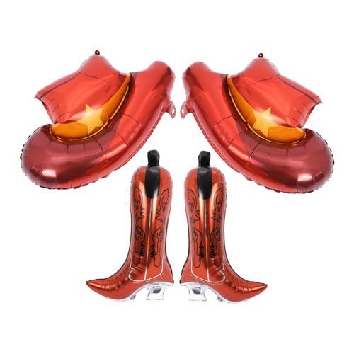 HANABASS 4 Stück Teiliges Western Party Folienballon mit Cowboyhut und Stiefel Langlebige Aluminiumfolie Einfach Aufzublasen für Geburtstags und Themenfeiern Lebendige Deko für Fotos und HANABASS 4 Stück Teiliges Western Party Folienballon mit Cowboyhut und Stiefel Langlebige Aluminiumfolie Einfach Aufzublasen für Geburtstags und Themenfeiern Lebendige Deko für Fotos und von HANABASS