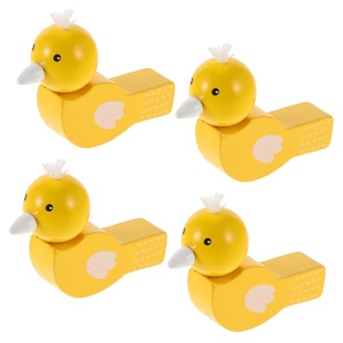 HANABASS 4 Stück Vogelpfeifen Aus Holz: Niedliches Cartoon-tierpfeifenset Für Kinder, Musikinstrument, Requisiten Für Frühes Lernen, Partygeschenke Für Mädchen Und Jungen von HANABASS