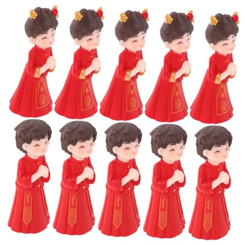 HANABASS 5 Paare Miniatur Chinesisches Brautpaar Statue Traditionelle Hochzeitspaar Figuren für Tortendekoration DIY Micro Landschaft Dekor Leicht Künstlerisch für Hochzeitsfeier und von HANABASS