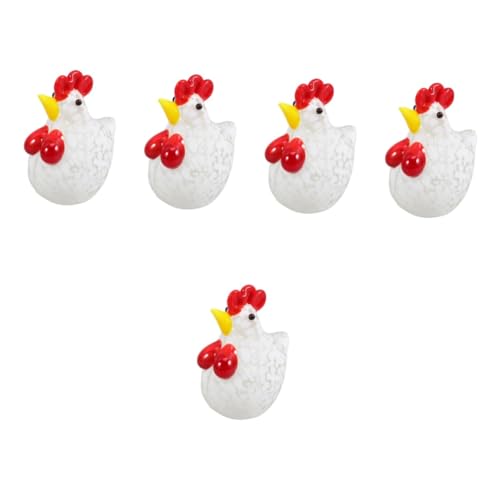 HANABASS 5 Stück Dekorative Glasfigur Huhn Miniatur Hahn Statue Handgefertigt Langlebig Leicht Wohn und Bürodekoration Geschenkideen für Haus und Freunde von HANABASS