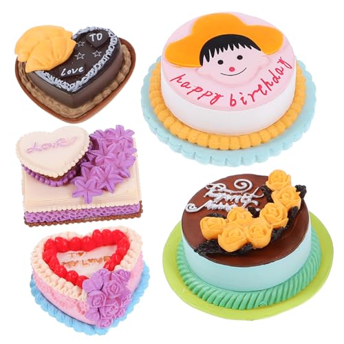 HANABASS 5 Stück Mini Kuchenspielzeug Dessert Ornament Hochzeitsdekor Modelle Dekoration Gefälschtes Kuchenmodell Mini Kuchenschmuck Kunstkuchen Zur Präsentation Dekorative Kuchen von HANABASS