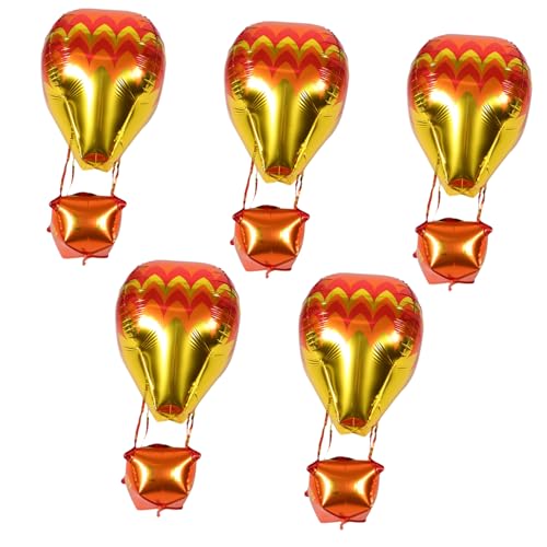 HANABASS 5 Stück Teiliges Aluminiumfolie Heißluftballon Ballons Wiederverwendbar Einfach Aufzublasen Lebendige Partydekoration für Hochzeiten Geburtstage und Outdoor Events Sorgt für von HANABASS