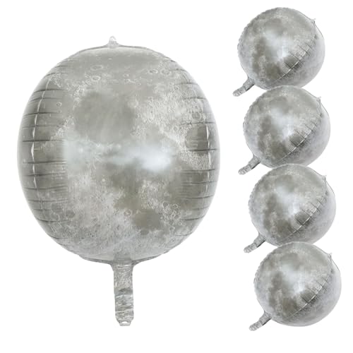 HANABASS 5 Stück Teiliges Aluminiumfolie Mondballon Weltraum Partydeko mit Robustem Langlebigem Material Bunte Muster für Geburtstagsfeiern Hochzeiten Schulveranstaltungen von HANABASS