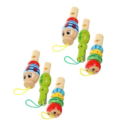 HANABASS 6 Stück Teiliges Set Holzpfeifen Lernspielzeug mit Niedlichen Tiermotiven Sichere Materialien Glatte Oberfläche Pädagogisches Musikspielzeug für Kleinkinder Zufällige Designs von HANABASS