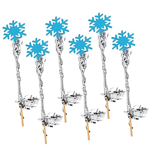 HANABASS 6 Stück Teiliges Zauberstäbe mit Schneeflocken Design und Quasten Dekorative Feenstäbe für Party Fotorequisiten Hochzeits und Geburtstagsdeko Geeignet für Cosplay von HANABASS