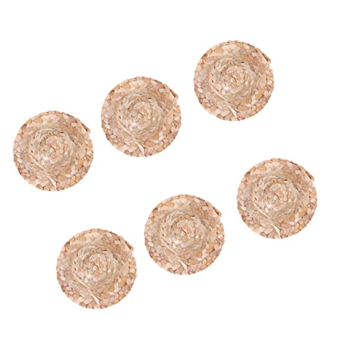 HANABASS 6 Stück geflochtene Strohhüte Dekoration Party Hut für Puppe Hut Puppe Puppen Strohhut Puppen Kleidung Puppen Klamotten Puppenhut handgefertigter Strohhut Puppenmütze Hölzern Brown von HANABASS