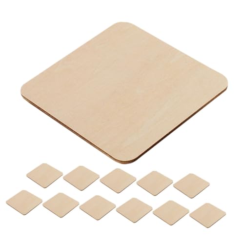 HANABASS 60 Stück Blanko Holzscheiben Quadratisch Unbehandelt Natürliche Diy Holzstücke für Malen Gravieren Schnitzen Bastelarbeiten und Dekorationen von HANABASS