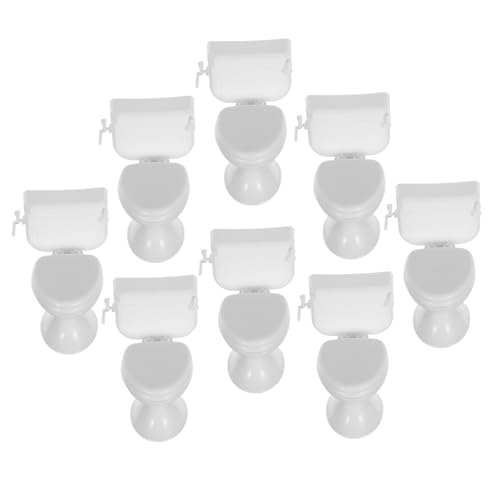 HANABASS 8 Stück Puppenhaus-Badezimmer-Accessoires Puppenhaus-Toilettensitz dekoratives Mini-Modell Badezimmermodell mit Mini-Haustoilette realistische Mini-Toilette Plastik Weiß von HANABASS