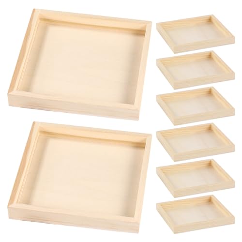 HANABASS 8stücke Holztablett Für Blockpuzzles Kleines Montessori-tablett Aus Unbehandeltem Holz Puzzletablett Als Holzplatte Puzzle-aufbewahrungstablett Und Sortiertablett Für von HANABASS