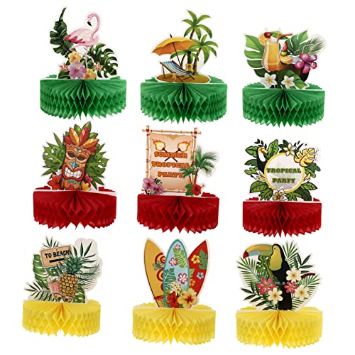 HANABASS 9 Stück Hawaii Party Deko Teiliges Honeycomb Tischdekor für Sommerfeste Kreative und Sichere Papierverzierungen für Festliche Anlässe Farbenfrohe und Detailreiche Ornamente für von HANABASS
