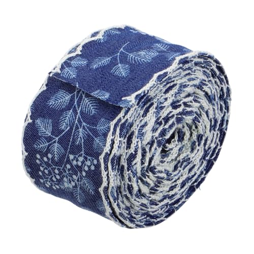 HANABASS Denim-Band blaues Jeansband Denim-Stoffband Bordüren und Borten für Bekleidung Denim-Umhängetasche Wellenfransenbesatz Einzelschichten -Randverkleidung Straußzubehör Polyester von HANABASS